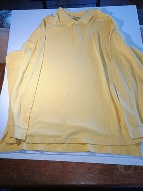 L.L. Bean Men's Long Sleeve Polo in Pale Yellow